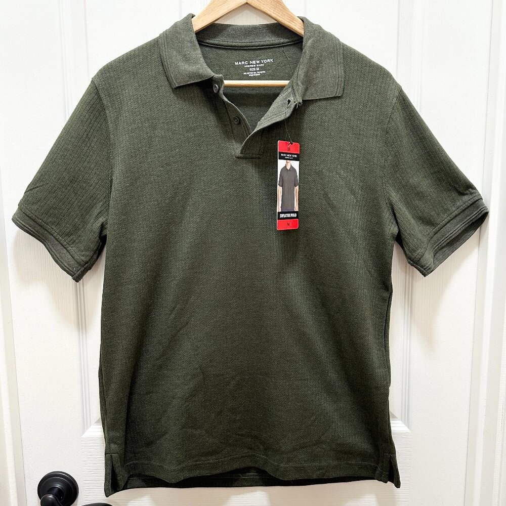 Marc New York Men's Polo Shirt Size M Green Relax Fit Business Casual (NEW)